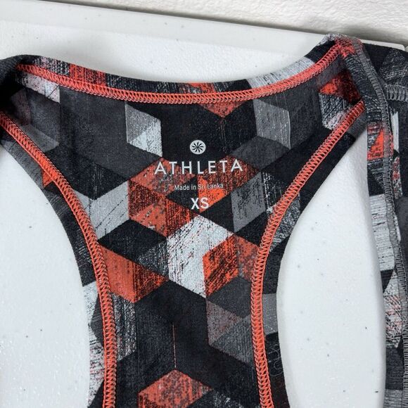 Athleta Triangular Print Chi Racerback Tank Top‎ Black Gray Orange Size XS EUC - Picture 5 of 9